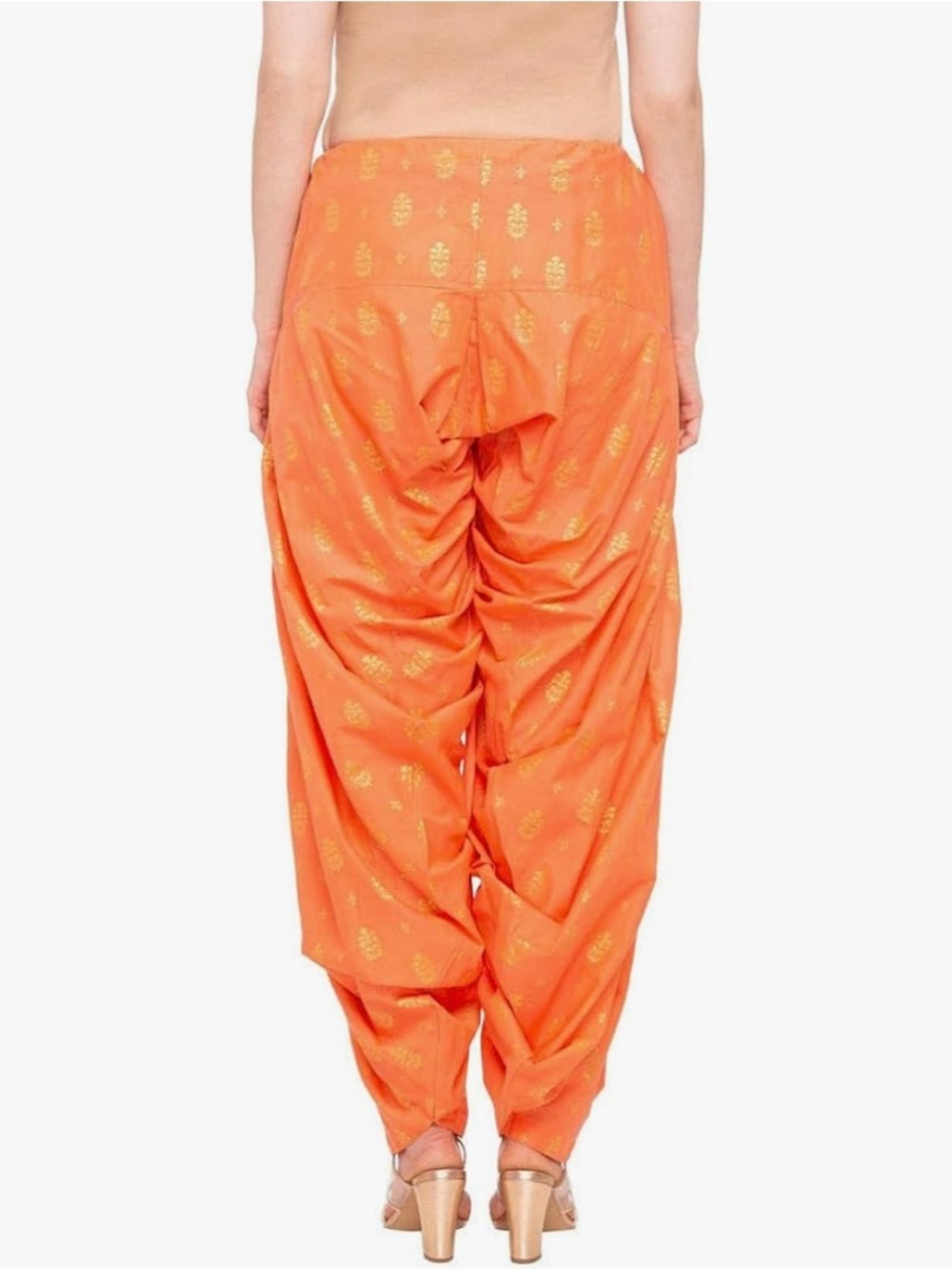 Patiala Pants Orange Purple Printed Draped harem yogi yoga boho bohemian cotton - Picture 2 of 11